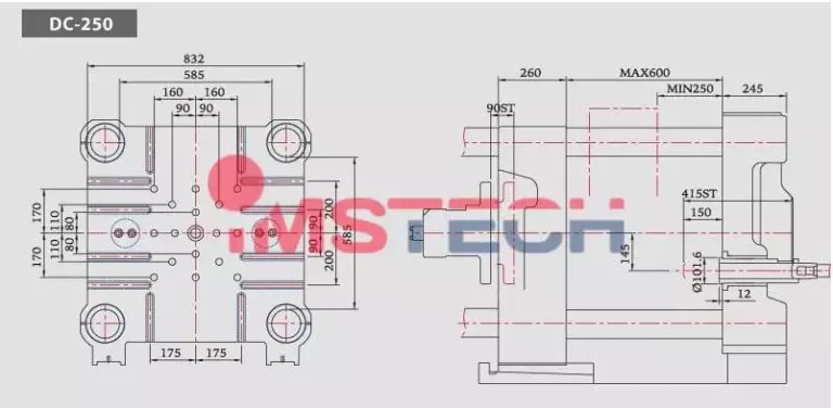 Чертеж Машина для литья алюминия, модель DC-250V3C
