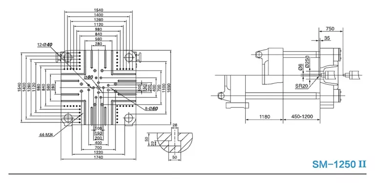 Чертеж Термопластавтомат SM-1250 II